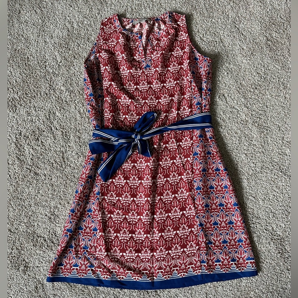 Loft shift dress with belt red white and blue!